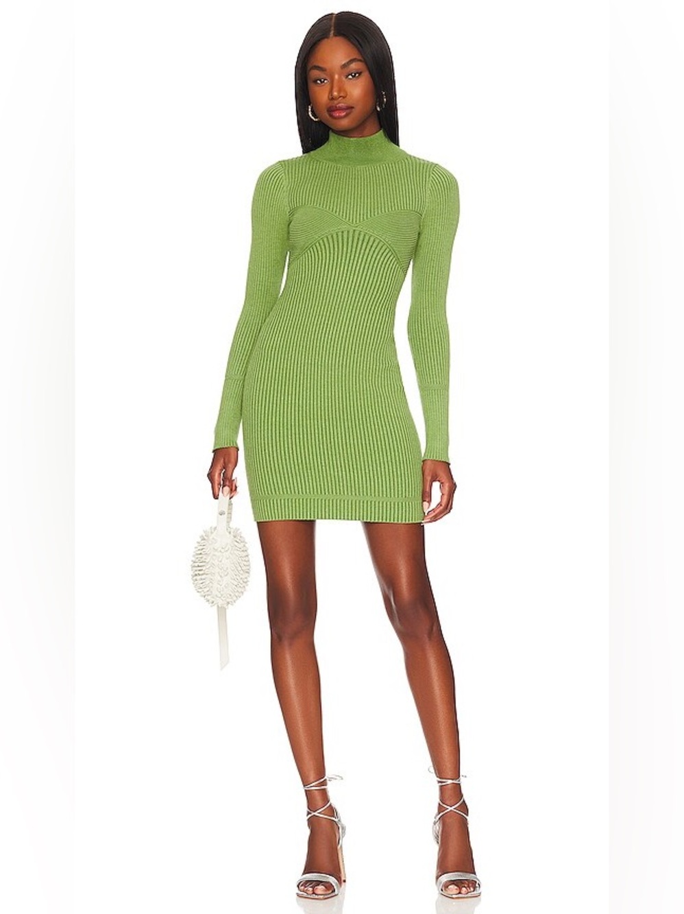 NBD Mindori Long Sleeve Mini Dress Bodycon Medium Green